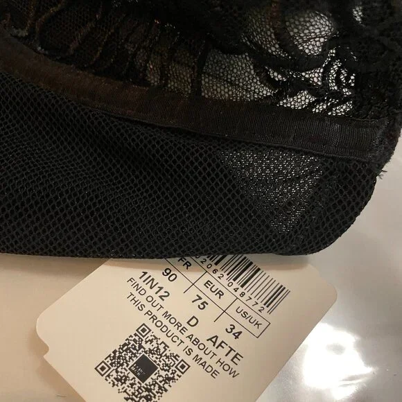 AUBADE L'indomptable Ultra Plunge Triangle Bra in Afterdark Black Size 34D NWT - Picture 9 of 14